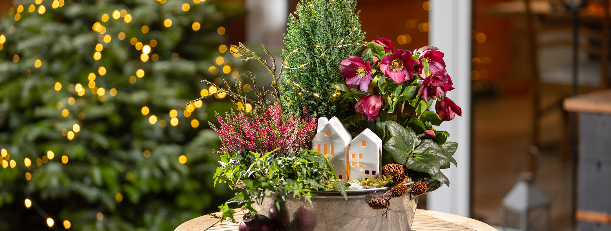 Miniature winter world in a zinc tub