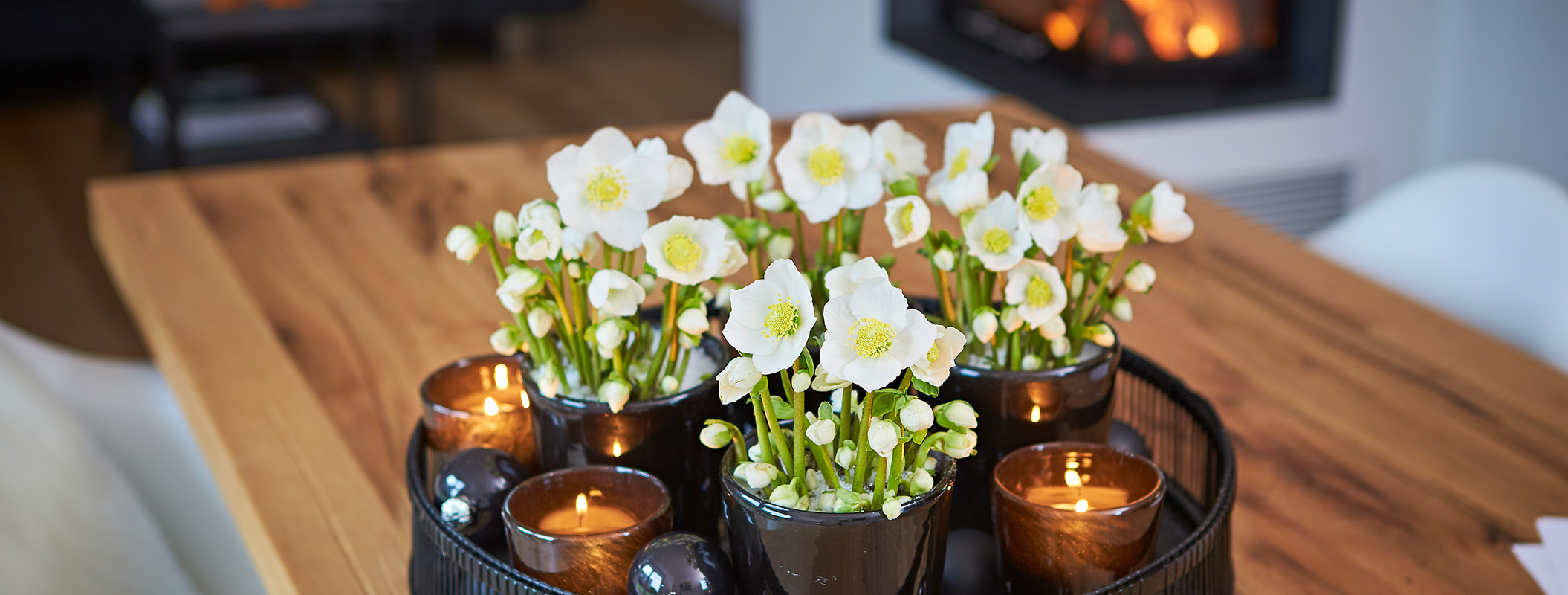 Christmas Rose decoration in black & white