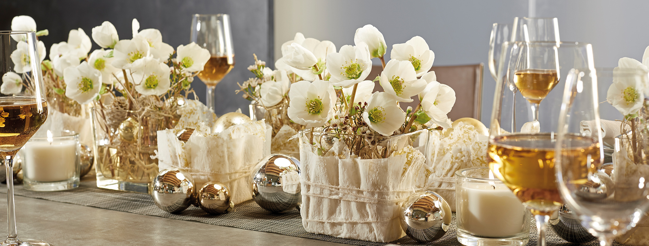 Wax vases with Christmas Rose flowers